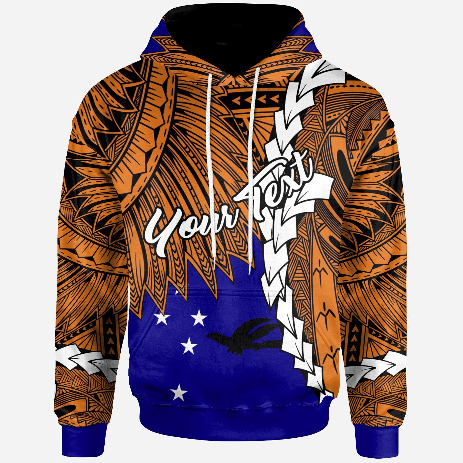 Papua New Guinea New Ireland Province Polynesian Custom Hoodie Tribal Wave Tattoo Unisex Blue - Polynesian Pride