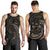 Fiji Polynesian Men's Tank Top - Gold Tribal Wave Black - Polynesian Pride