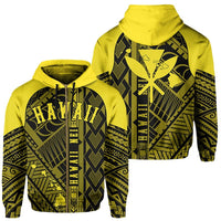 Hawaii Nei Hoodie Zip up Polynesian Yellow Unisex Blue - Polynesian Pride