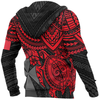Wallis and Futuna Polynesian Hoodie (Zip up) Red Turtle - Polynesian Pride