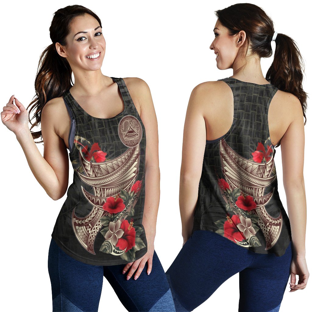 American Samoa Women's Racerback Tank - Polynesian Tribal Vintage Style Black - Polynesian Pride