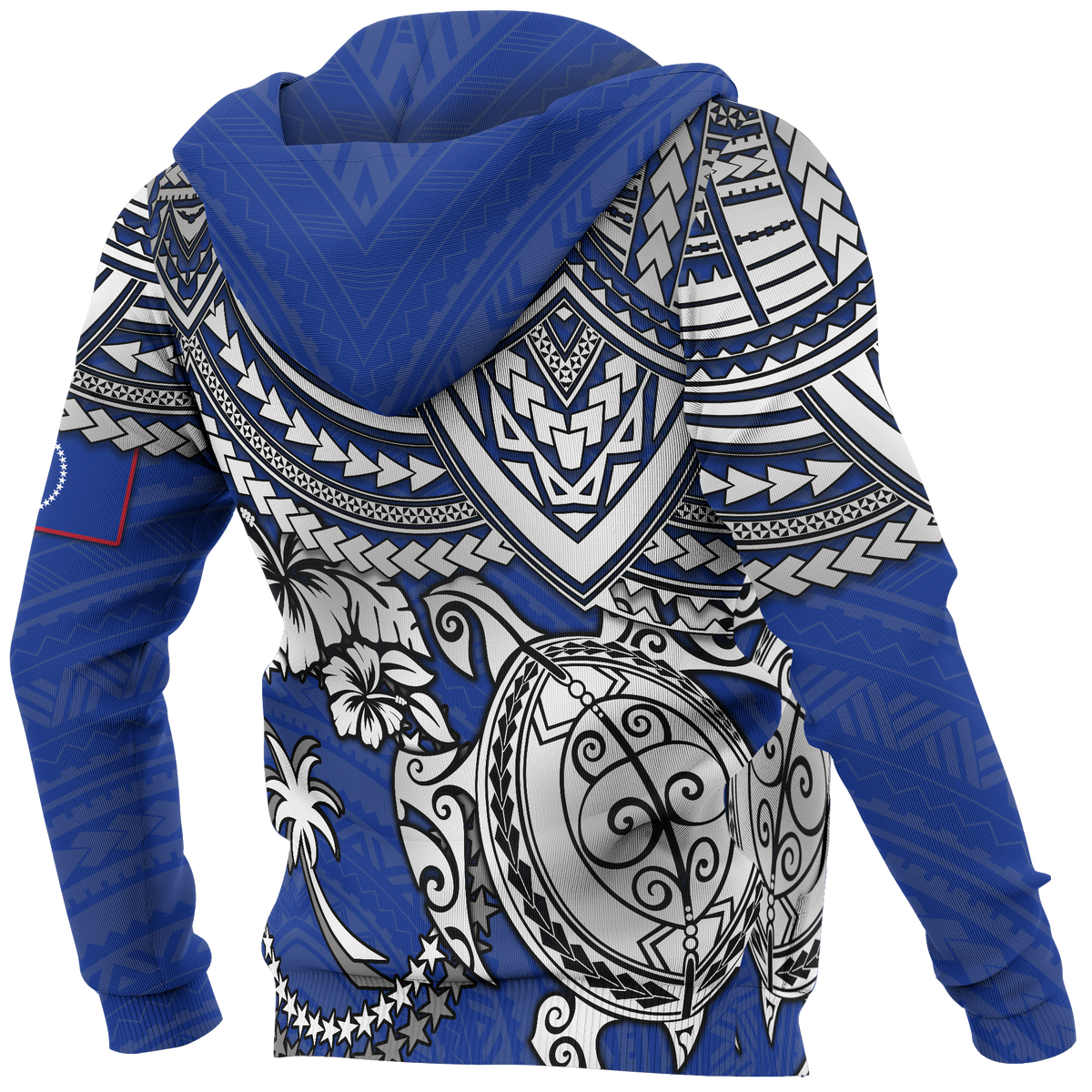 Chuuk Polynesian Hoodie White Turtle (Blue) - Polynesian Pride