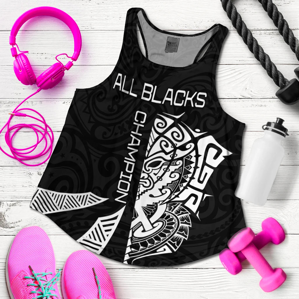 New Zealand Rugby Women Racerback Tank Haka All Black mix Ta Moko LT13 - Polynesian Pride