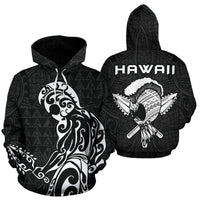 Polynesian Kakau Helmet Weapon White Kanaka Warrior Hoodie Unisex White - Polynesian Pride