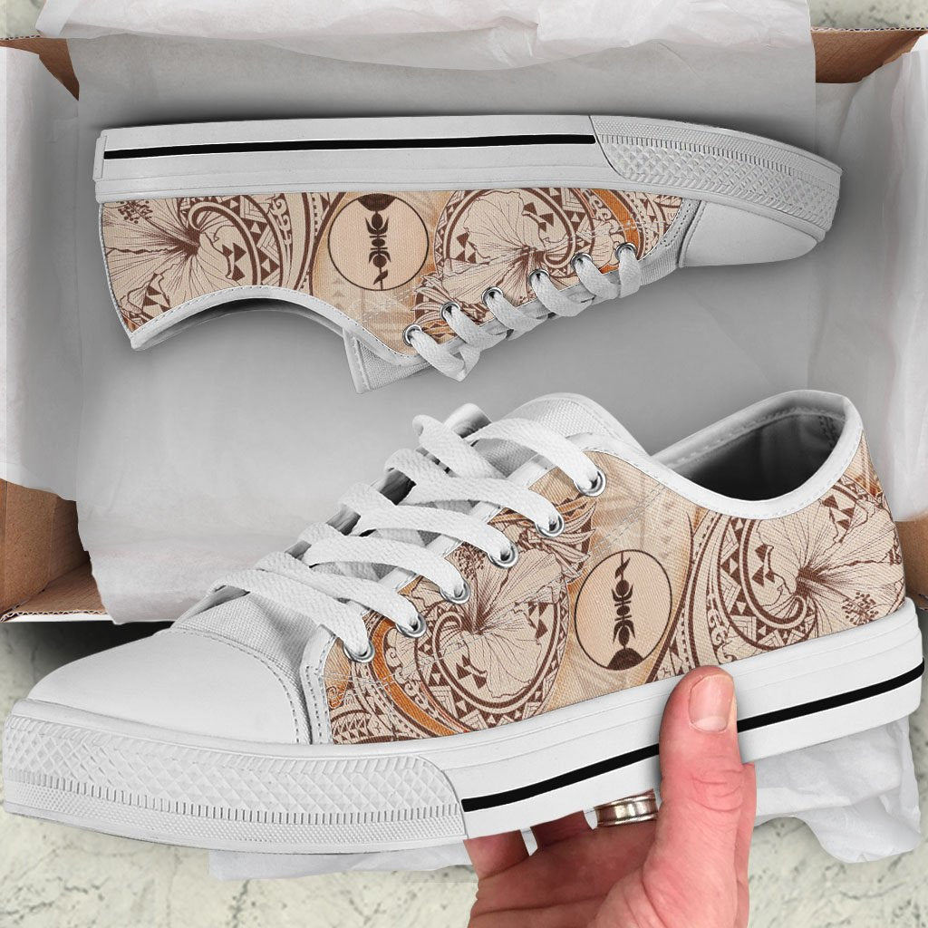 New Caledonia Low Top Shoes - Hibiscus Flowers Vintage Style - Polynesian Pride