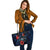 Wallis and Futuna Polynesian Leather Tote - Blue Turtle Hibiscus - Polynesian Pride