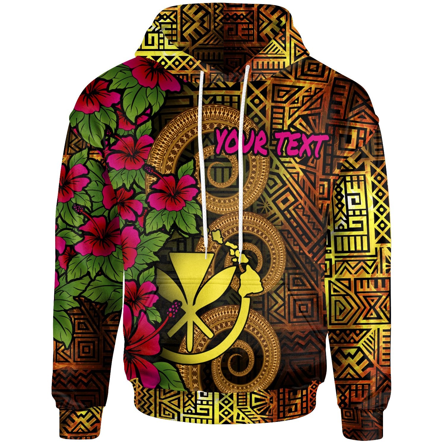 Hawaii Polynesian Custom Hoodie Hibiscus Vintage Unisex Orange - Polynesian Pride