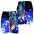 Custom Personalised Samoa Men's Shorts - Humpback Whale with Tropical Flowers (Blue) - Polynesian Pride