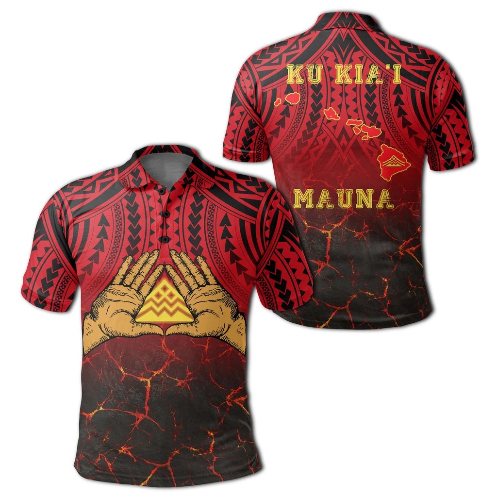 Hawaii Polo Shirt Protect Mauna Kea Unisex Red - Polynesian Pride