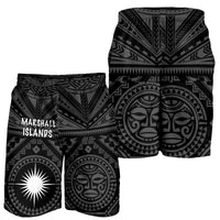 Marshall Men's Shorts - Marshall Seal With Polynesian Tattoo Style ( Black) - Polynesian Pride