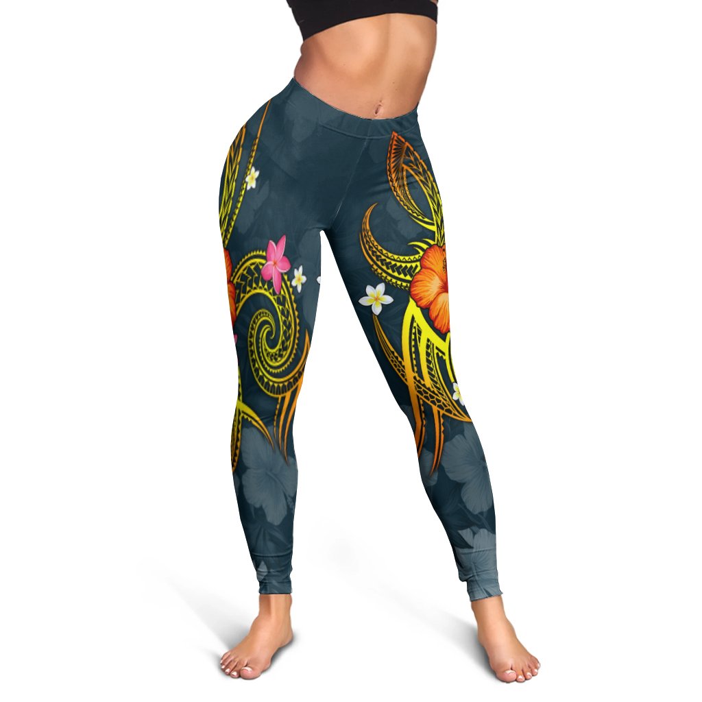 Marshall Islands Polynesian Women's Leggings - Legend of Marshall Islands (Blue) Blue - Polynesian Pride