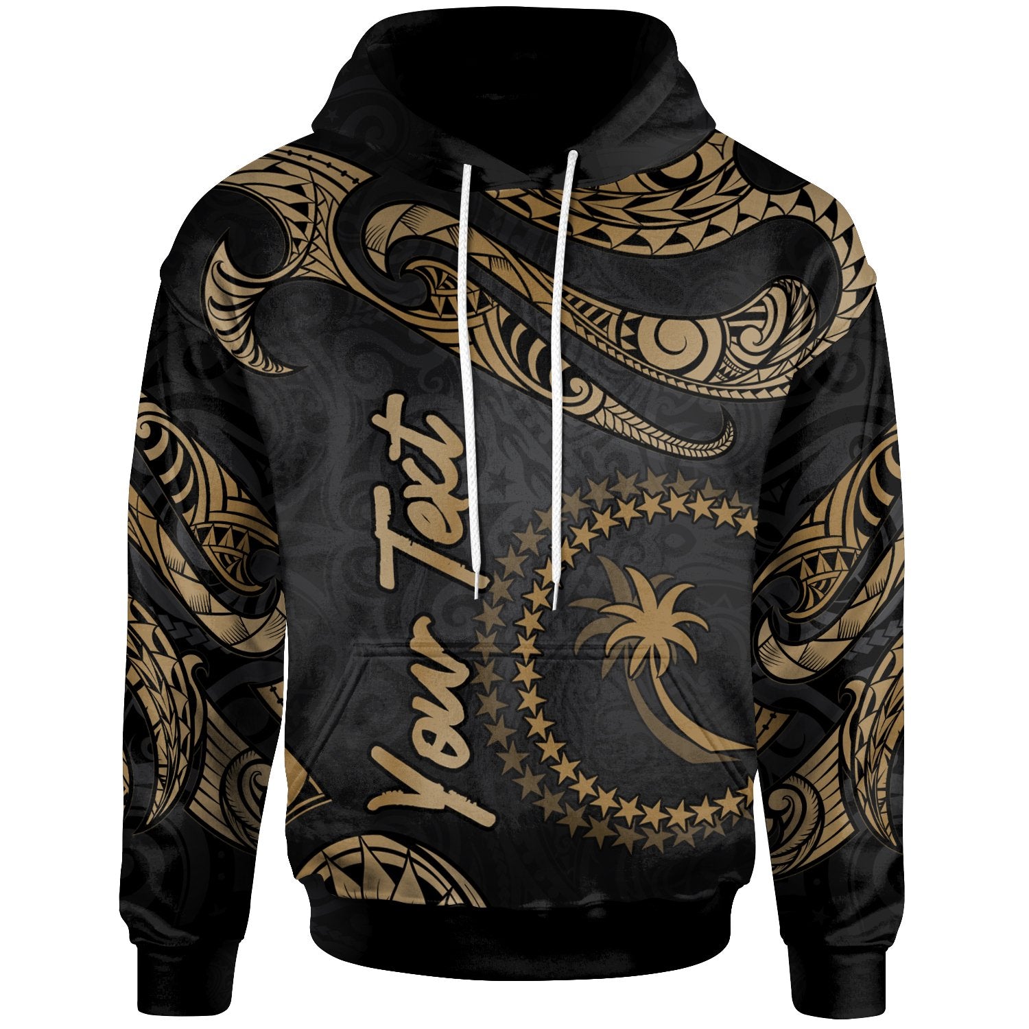 Chuuk Micronesia Custom Hoodie Polynesian Tattoo Gold Version Unisex Gold - Polynesian Pride