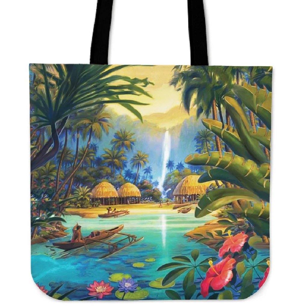 Vintage Village Tote Bag Tote Bag One Size Black - Polynesian Pride