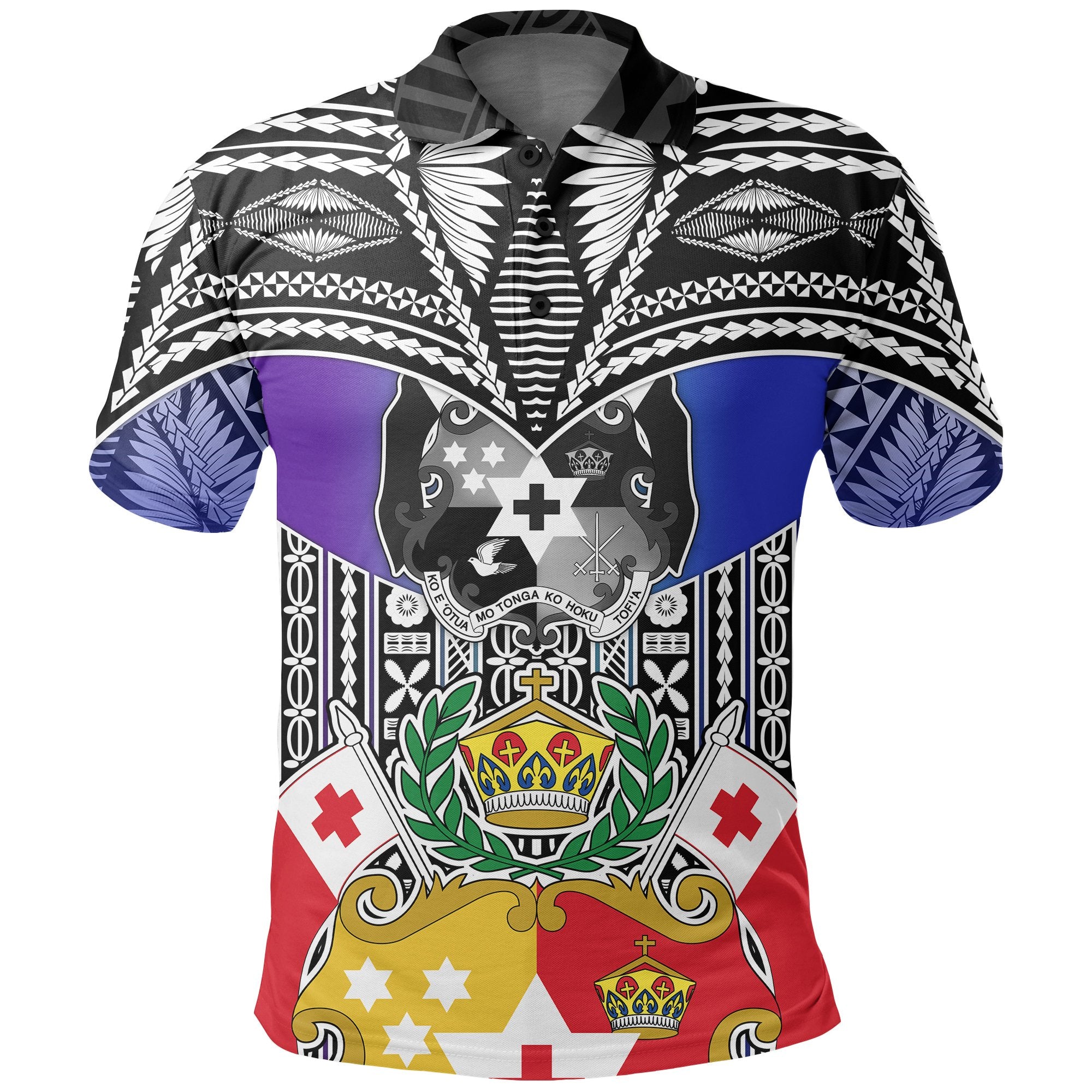 Tonga Polo Shirt Tongan Coat Of Arms Colorful Style Unisex Blue - Polynesian Pride