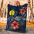 New Caledonia Polynesian Premium Blanket - Blue Turtle Hibiscus - Polynesian Pride