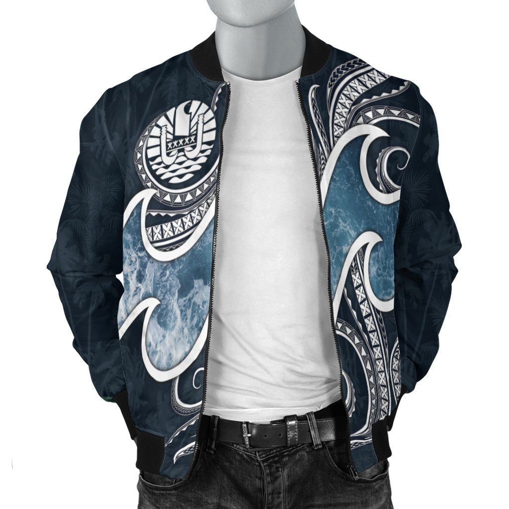 Tahiti Polynesian Men's Bomber Jacket - Ocean Style - Polynesian Pride