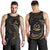 Vanuatu Polynesian Men's Tank Top - Gold Tribal Wave Black - Polynesian Pride