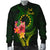 Cook Islands Polynesian Bomber Jacket - Floral With Seal Flag Color - Polynesian Pride