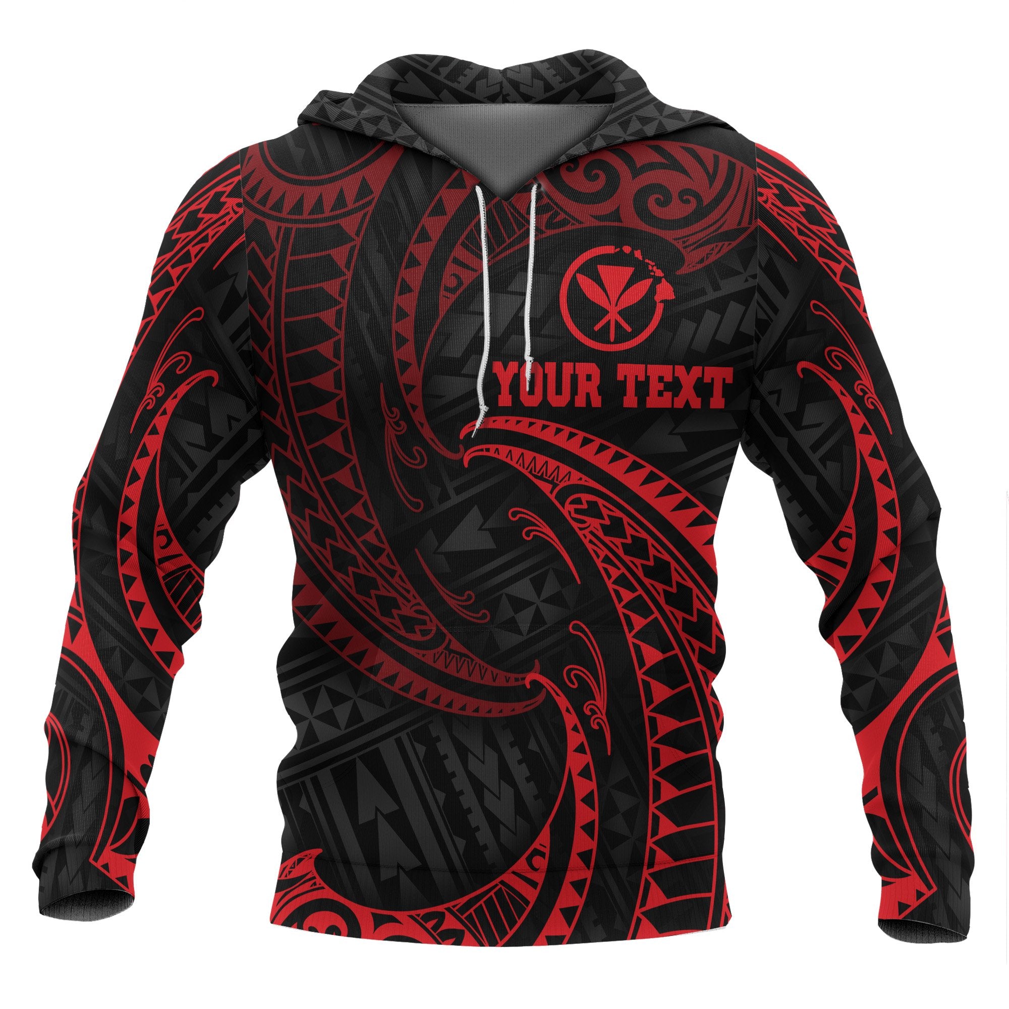 Hawaii Polynesian Custom Hoodie Red Tribal Wave Unisex Red - Polynesian Pride