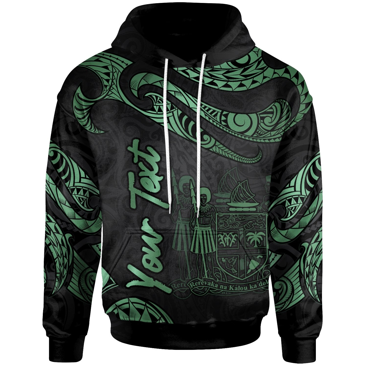 Fiji Polynesian Custom Hoodie Polynesian Tattoo Green Version Unisex Green - Polynesian Pride