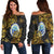 Federated States of Micronesia Women's Off Shoulder Sweaters - Abstract Style Black - Polynesian Pride