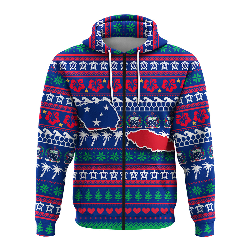 Samoa Christmas Zip Hoodie Ugly Christmas LT12 - Polynesian Pride
