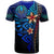 Tahiti Polynesian T Shirt Blue Vintage Tribal Mountain - Polynesian Pride