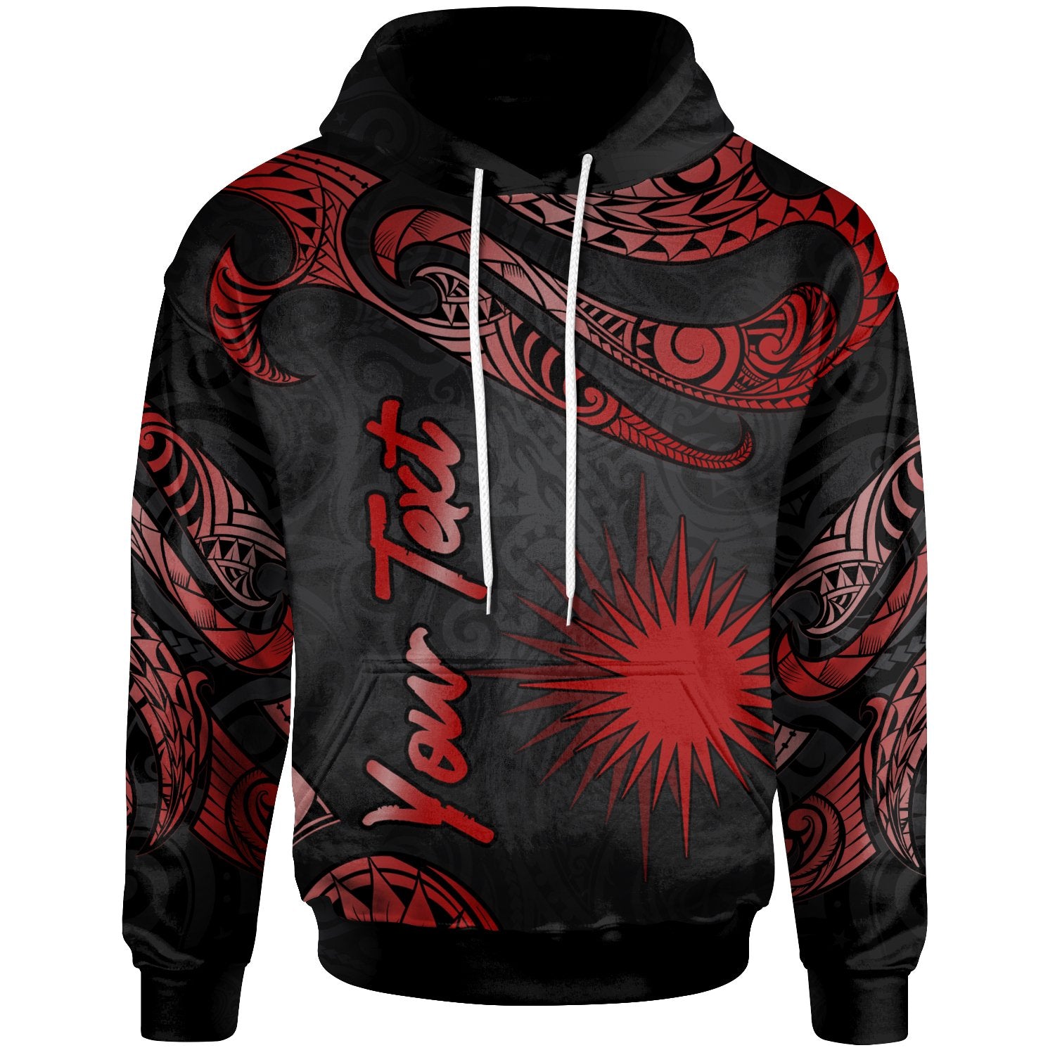 Marshall Islands Polynesian Custom Hoodie Polynesian Tattoo Red Version Unisex Red - Polynesian Pride