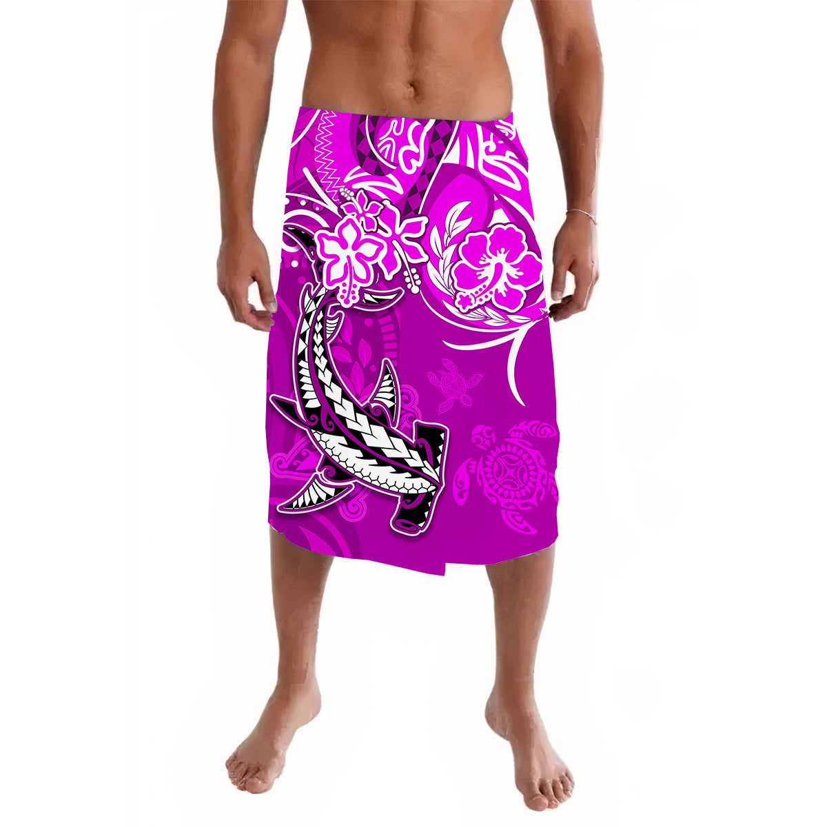 Custom Hawaii Lavalava Polynesian Pink Sea Turtle Honu and Hammerhead Shark LT13 Pink - Polynesian Pride