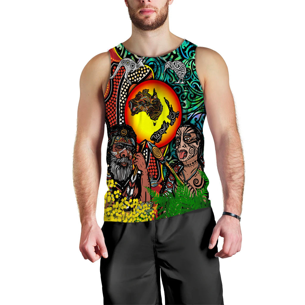Australia Aboriginal Kangaroo Combine New Zealand Maori Kiwi Bird Men Tank Top - LT2 - Polynesian Pride