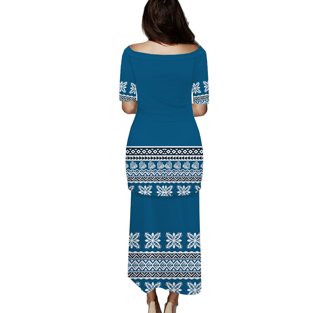 NE Fiji Bula Dress Ancient Tropical Pattern Puletasi Dress Ver.04 LT14 - Polynesian Pride