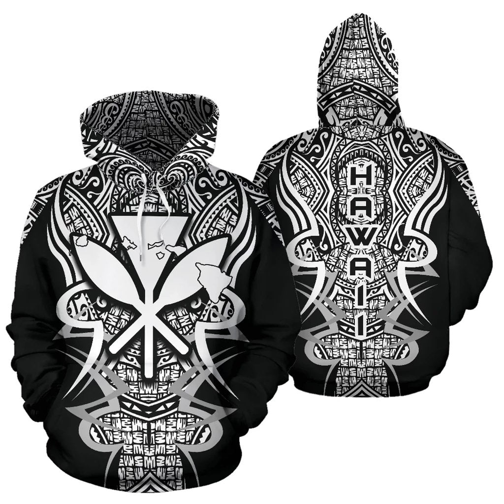 Kanaka Map Hoodie White Armor Style Unisex White - Polynesian Pride