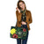 Palau Polynesian Leather Tote Bag - Green Turtle Hibiscus - Polynesian Pride