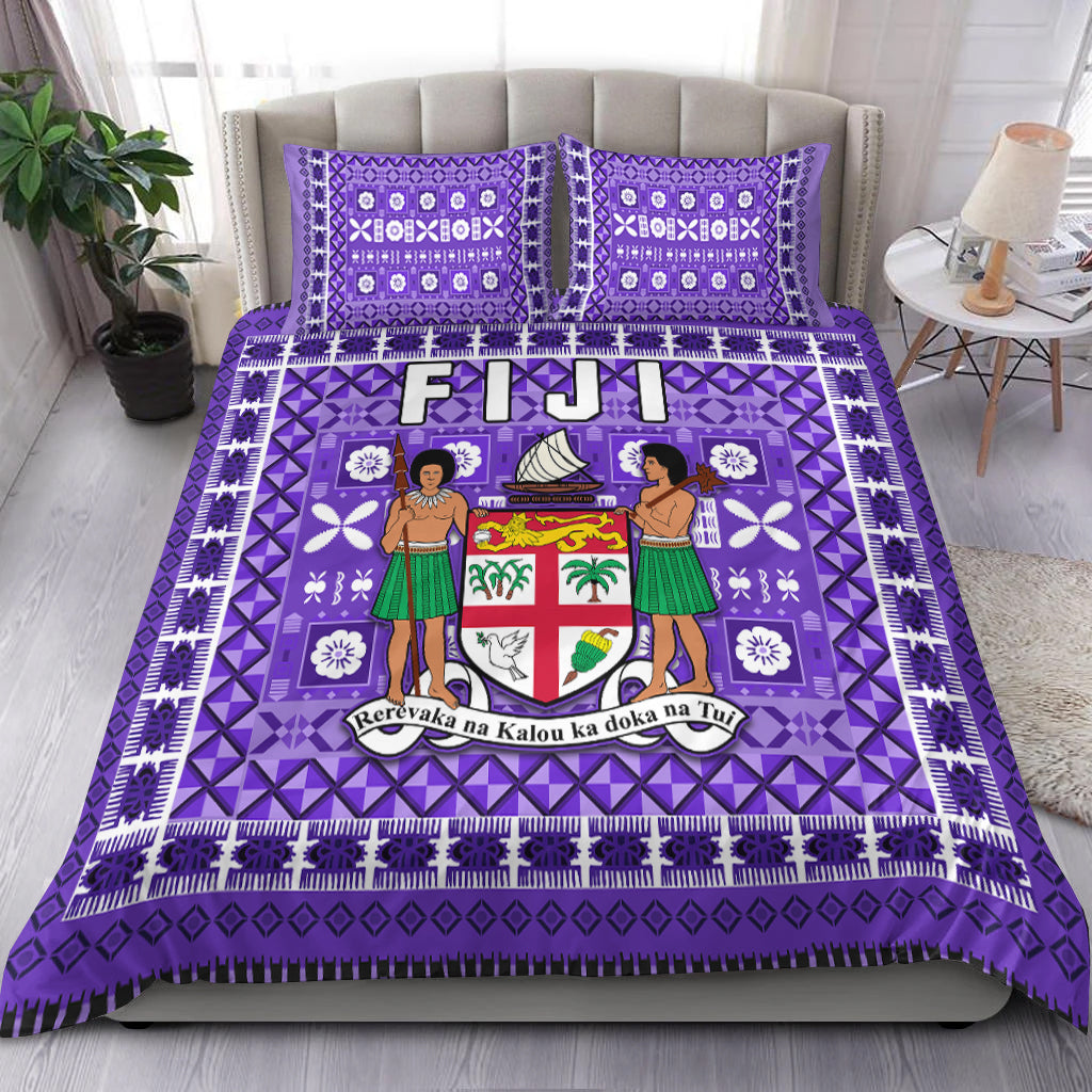 Fiji Bedding Set Pattern - Fijian Tapa Pattern Purple LT13 Purple - Polynesian Pride