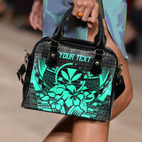 (Custom Personalised) Hawaii Shoulder Handbag - Hibiscus With Tribal Turquoise - LT12 One Size Blue - Polynesian Pride
