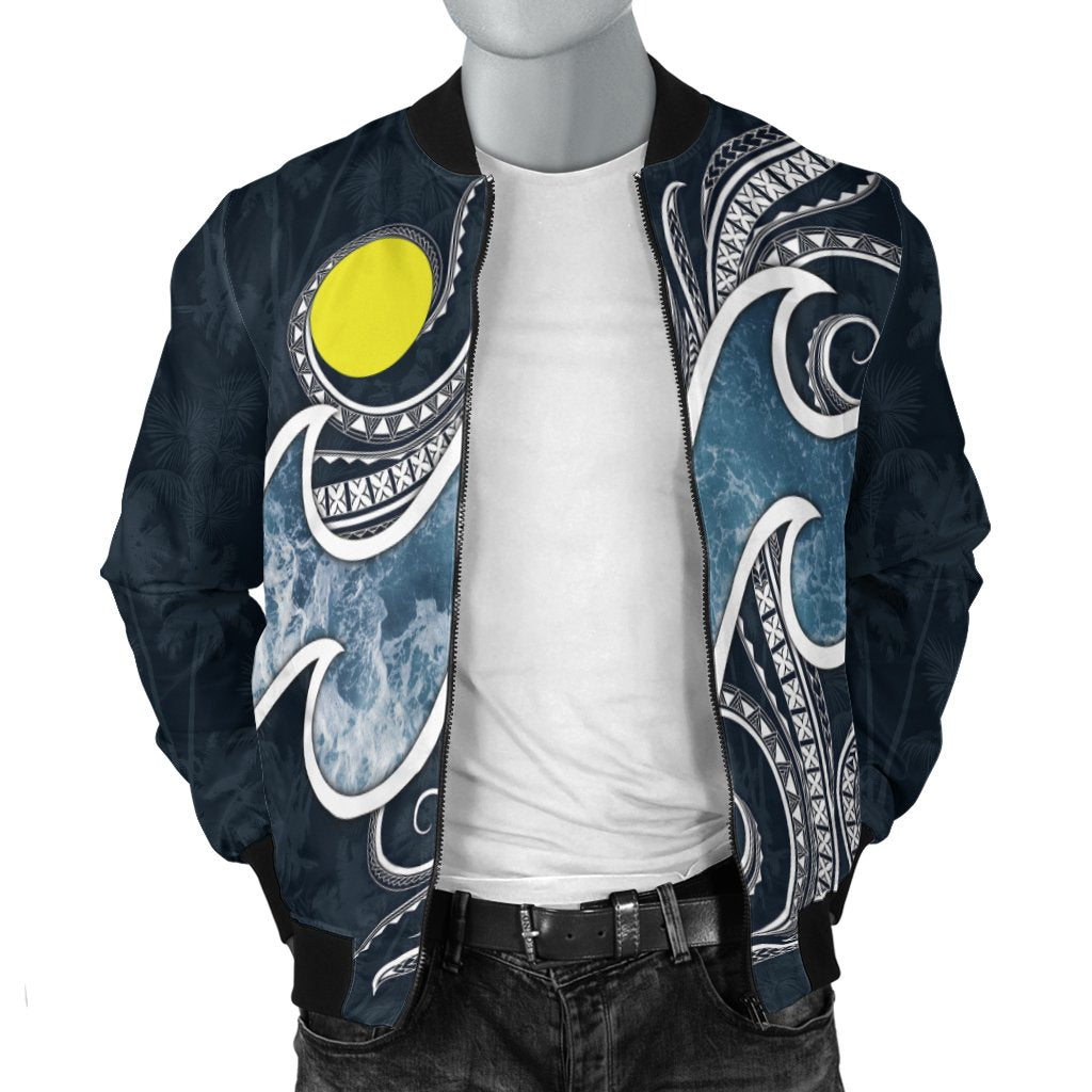 Palau Polynesian Men's Bomber Jacket - Ocean Style - Polynesian Pride
