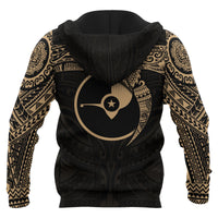 Yap Micronesian Zip up Hoodie Gold Heart Shield - Polynesian Pride