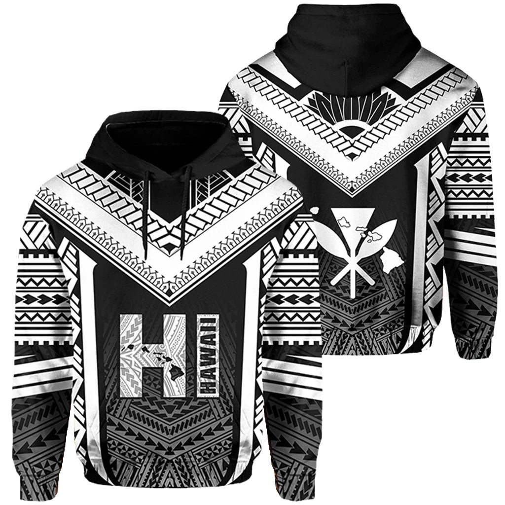 Hawaiian Kanaka Polynesian Hoodie Active White Unisex White - Polynesian Pride