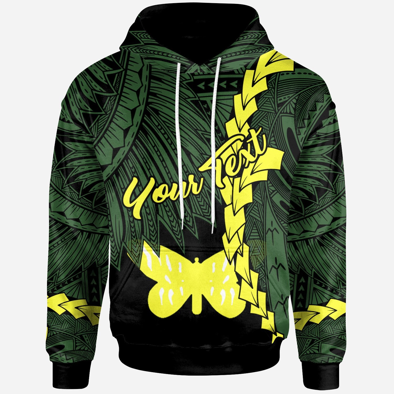 Papua New Guinea Oro Province Polynesian Custom Hoodie Tribal Wave Tattoo Unisex Green - Polynesian Pride