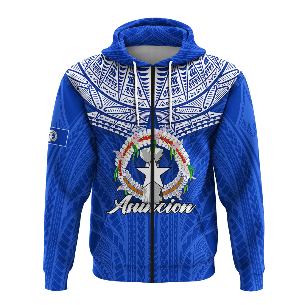 Custom Northern Mariana Islands Asuncion Zip Hoodie LT12 - Polynesian Pride