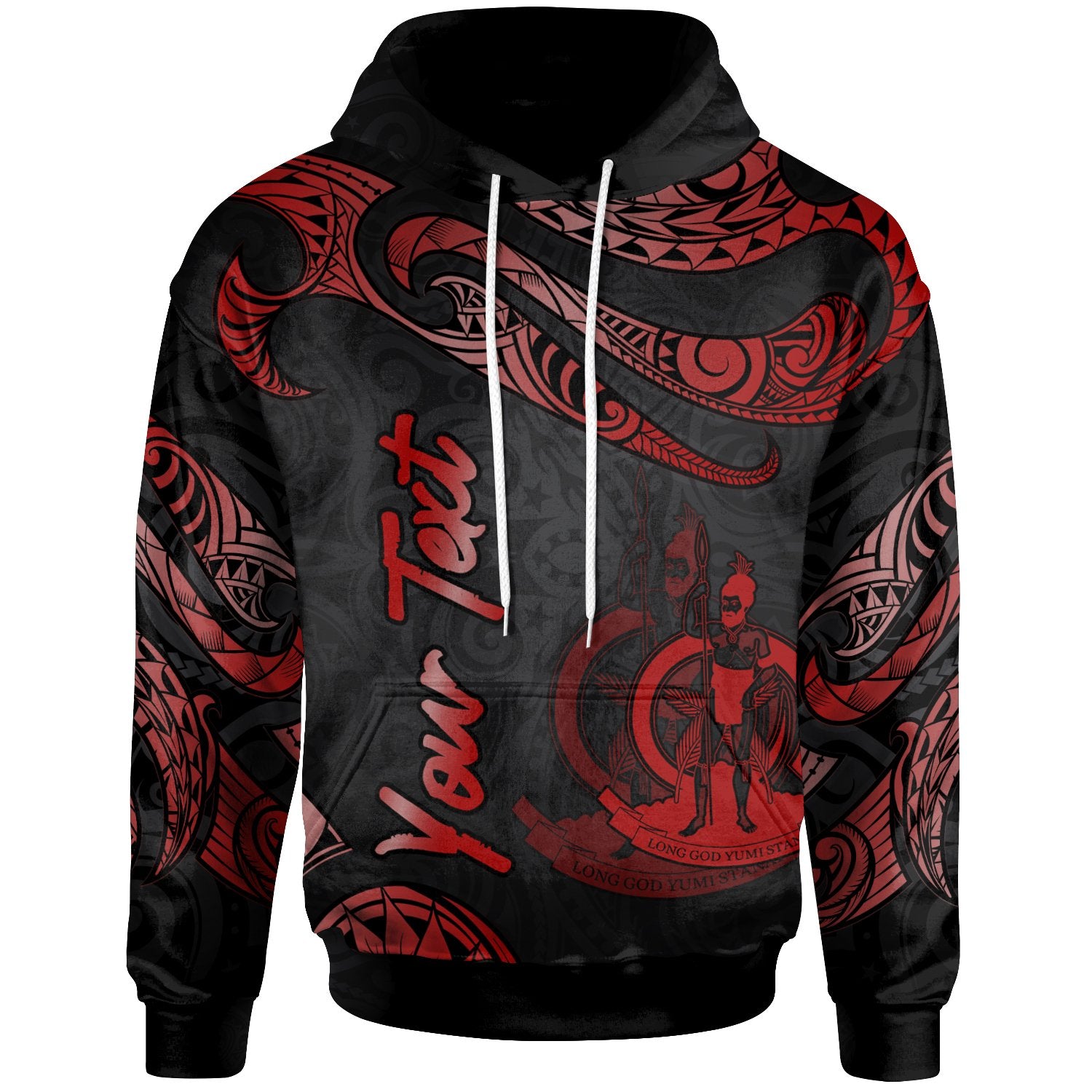 Vanuatu Polynesian Custom Hoodie Polynesian Tattoo Red Version Unisex Red - Polynesian Pride