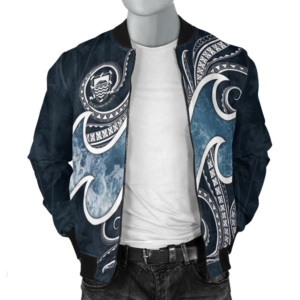Tuvalu Polynesian Men's Bomber Jacket - Ocean Style - Polynesian Pride