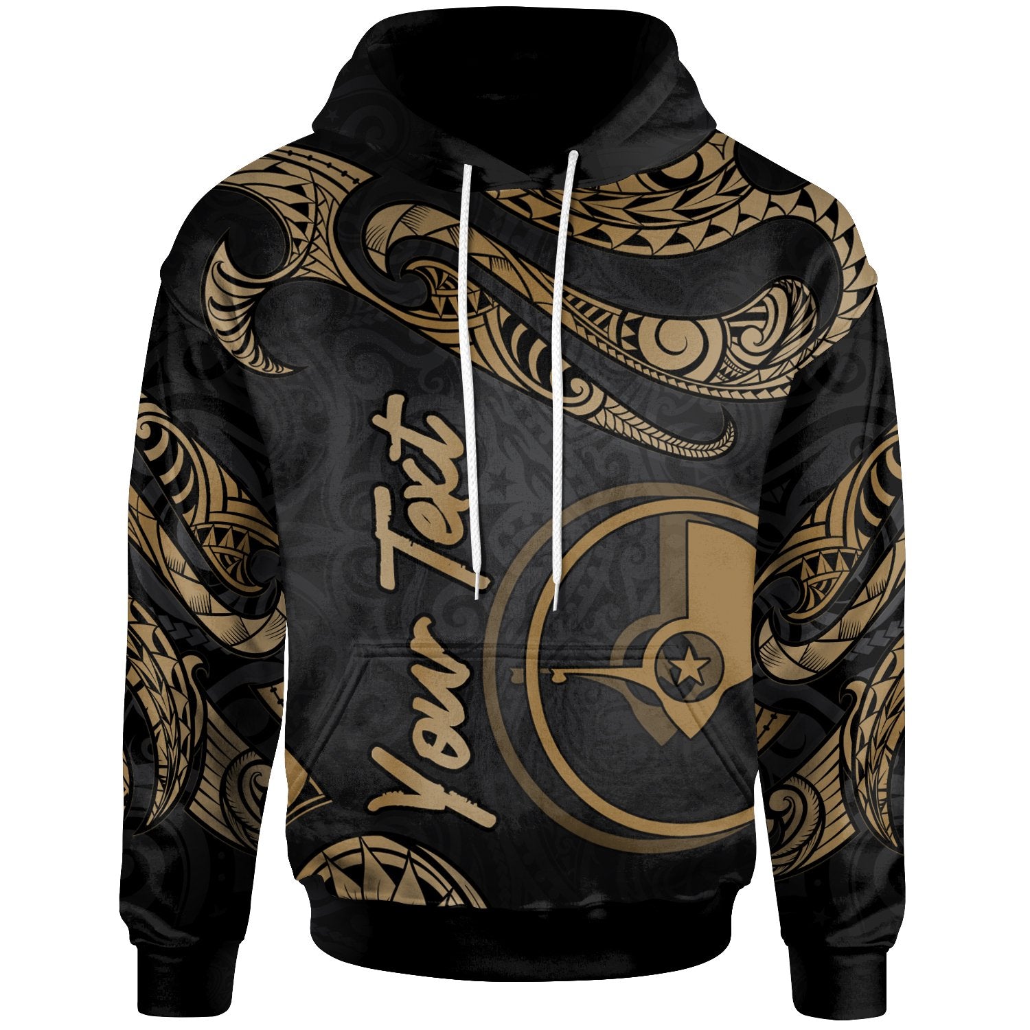 Yap Micronesia Custom Hoodie Polynesian Tattoo Gold Version Unisex Gold - Polynesian Pride