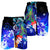 Pohnpei Men's Shorts - Humpback Whale with Tropical Flowers (Blue) - Polynesian Pride