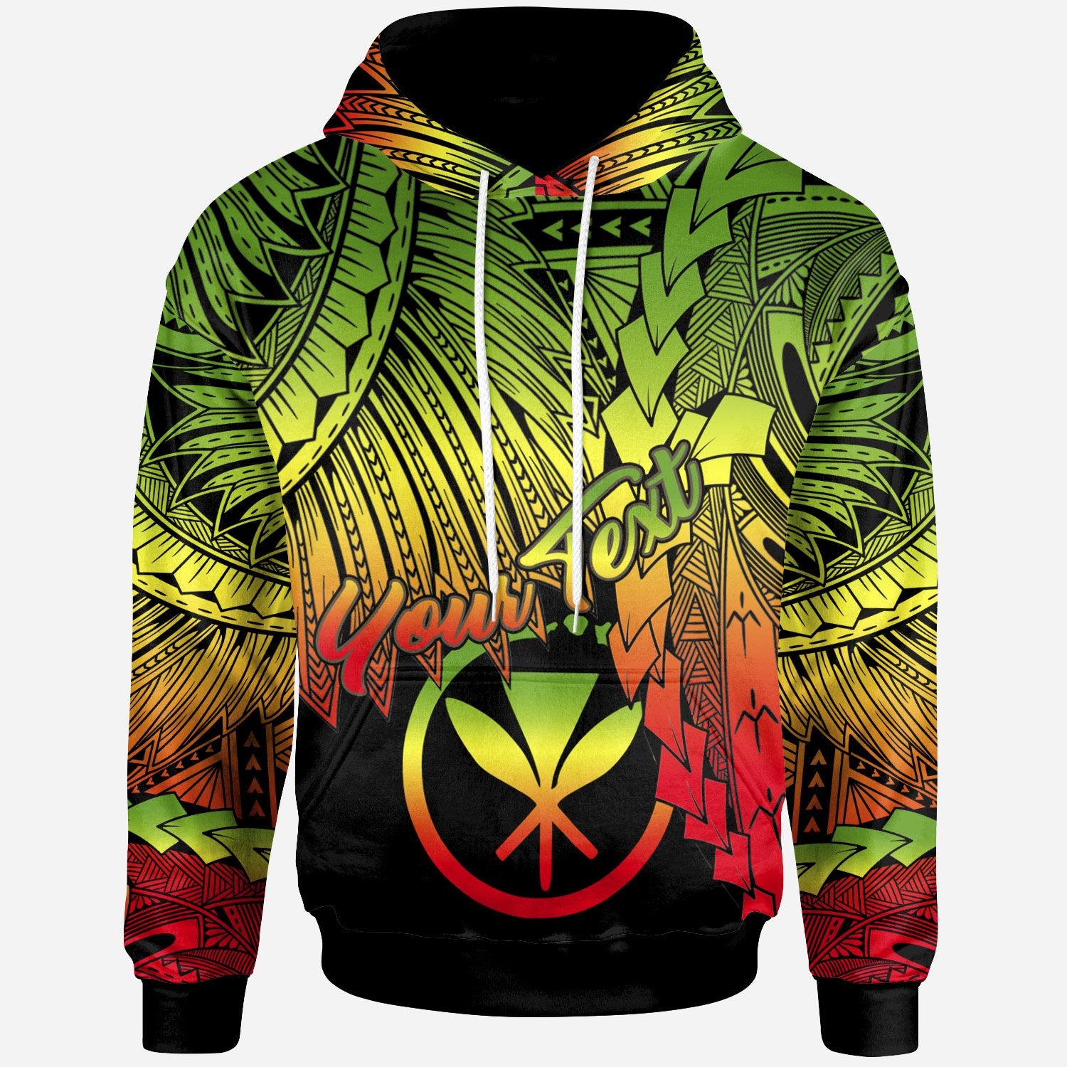 Polynesian Hawaii Custom Hoodie Tribal Wave Tattoo Reggae Unisex Reggae - Polynesian Pride