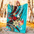 Tonga Premium Blanket - Tribal Flower With Special Turtles Blue Color - Polynesian Pride