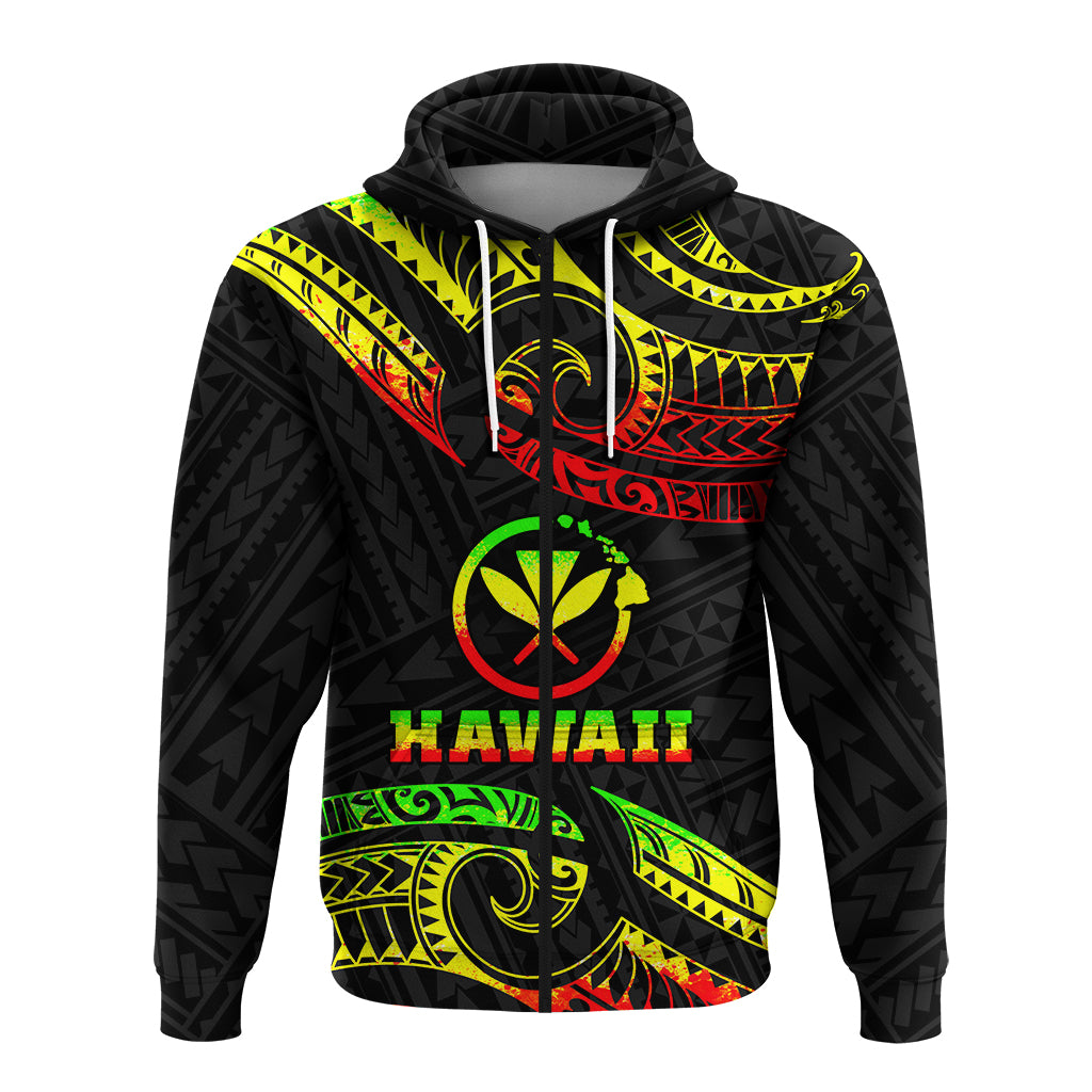 Hawaii Zip up Hoodie Tribal Pattern Reggae LT12 - Polynesian Pride