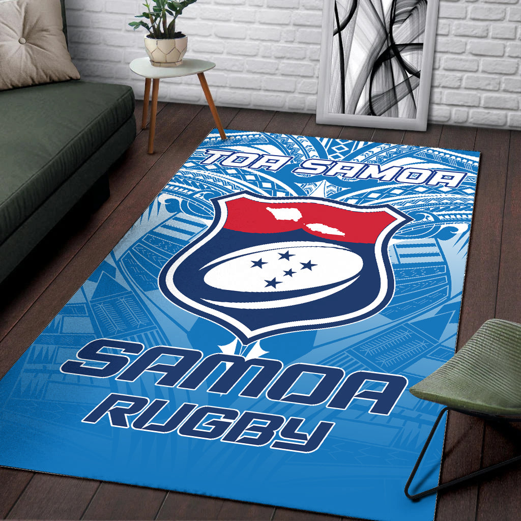 Samoa Rugby Toa Samoa Blue Style Area Rug - LT2 BLUE - Polynesian Pride