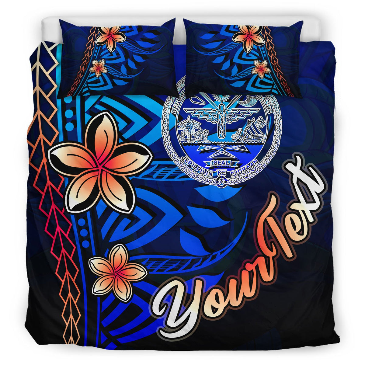 Marshall Islands Custom Personalised Bedding Set - Vintage Tribal Mountain Crest - Polynesian Pride