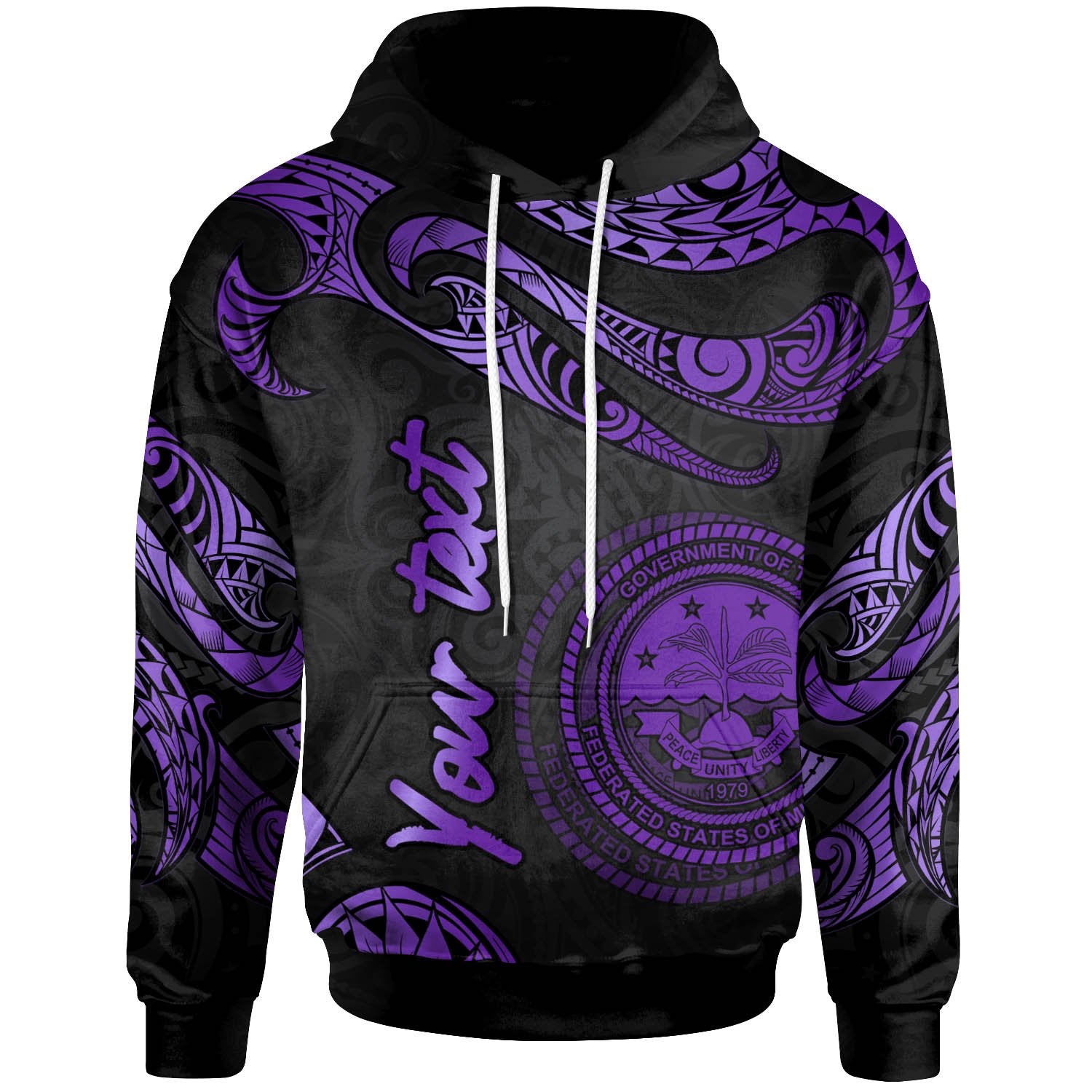 Federated States of Micronesia Polynesian Custom Hoodie Polynesian Tattoo Purple Version Unisex Purple - Polynesian Pride